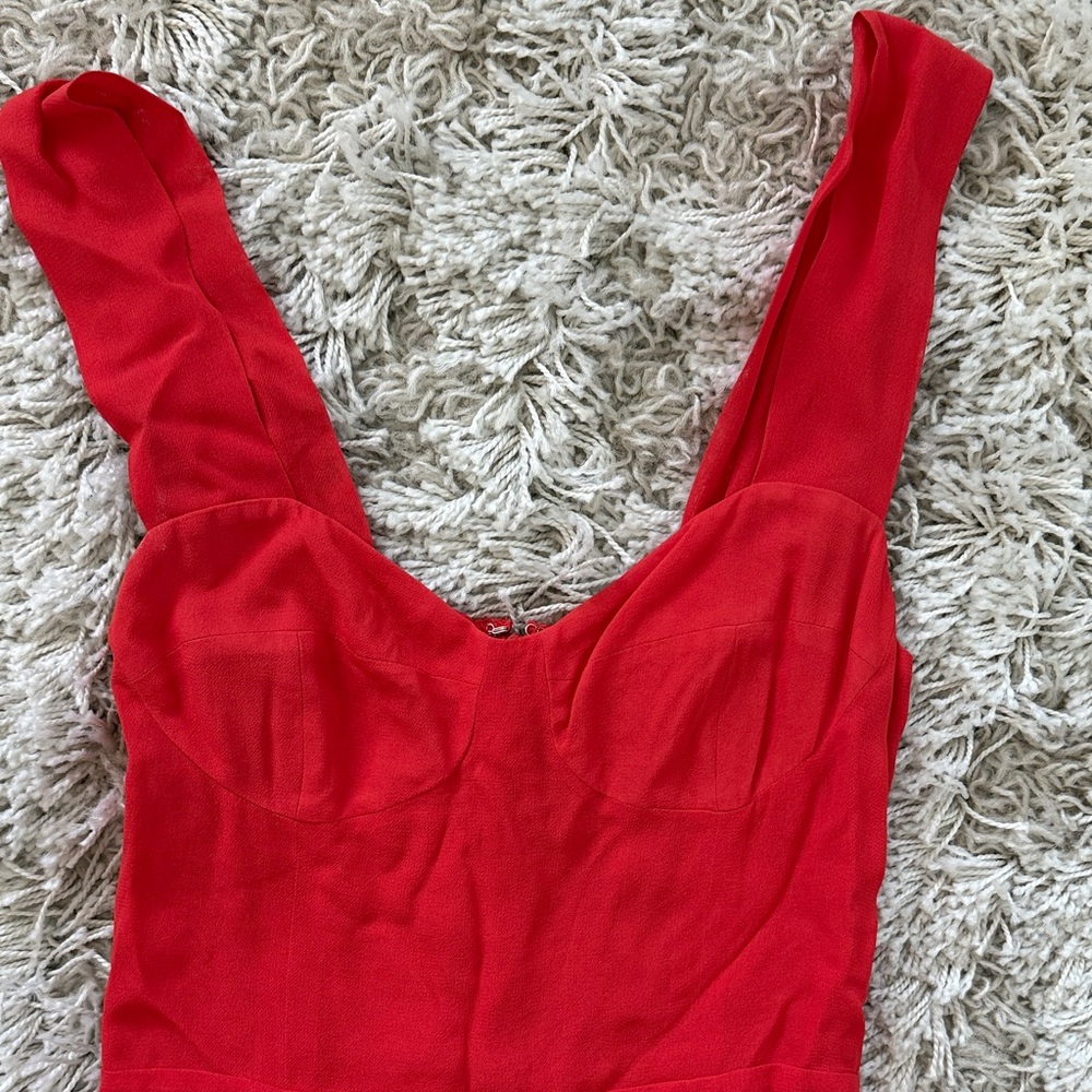Reformation Hot Day Red Fulton Midi Dress - Picture 3 of 9